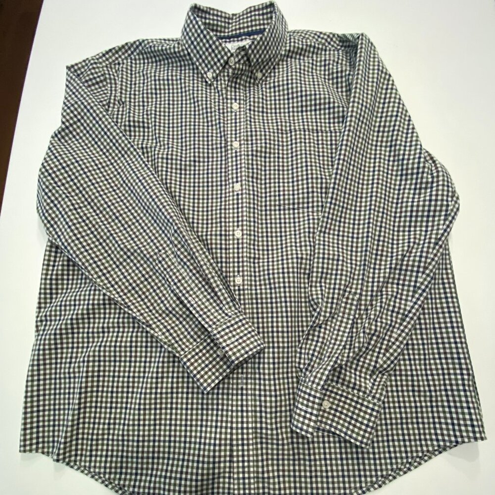 Croft and Barrow plaid men's long sleeved shirt and white Polo shirt